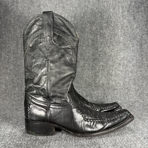 Admirable Mens Cowboy Boots Size 9 Black Leather Ostrich Western Rodeo